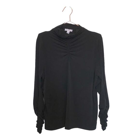 Susan Graver Tops - Susan Graver Solid Black Long Sleeve Top w/ Ruched Neckline large